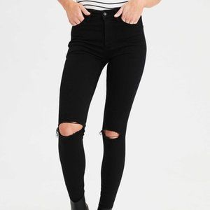 American Eagle High Rise Jegging Ripped Knee